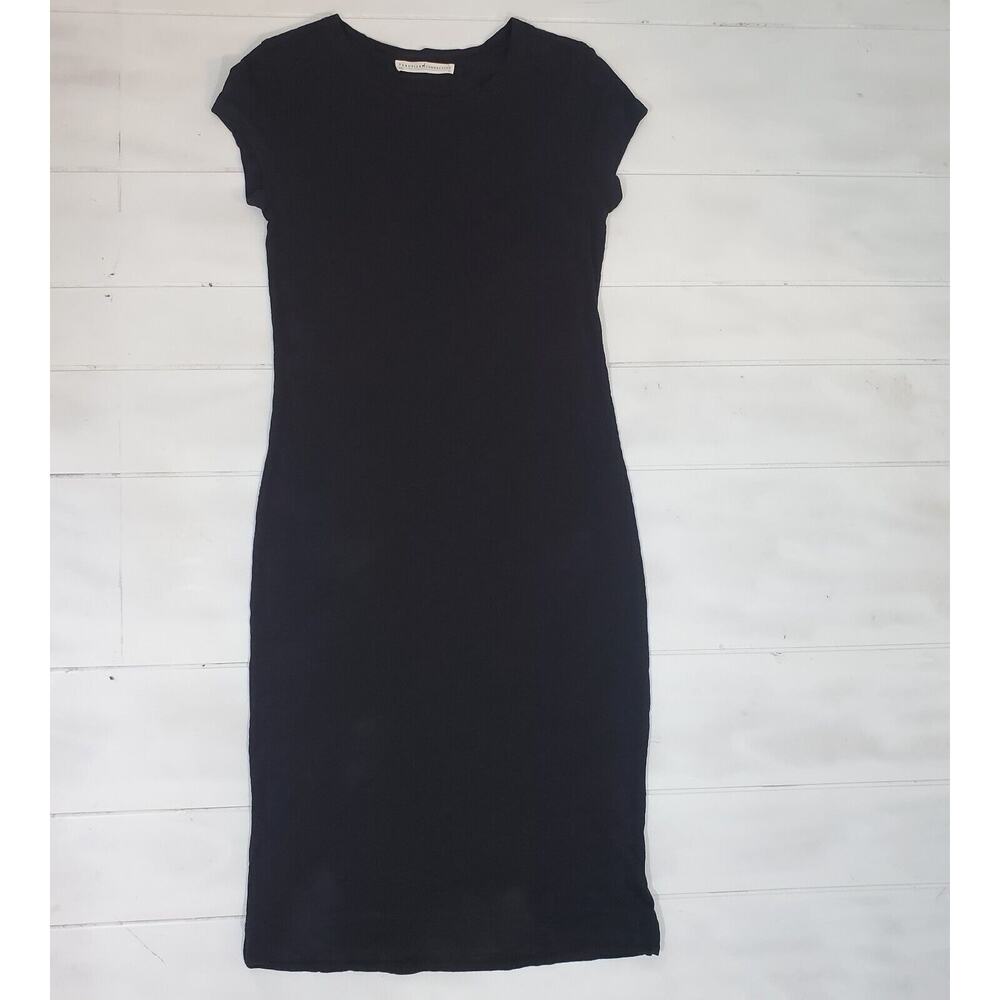 Peruvian Connection Tee Shirt Dress Womens XS Black Short Sleeves Stretch